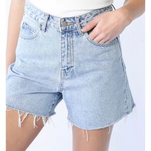 Dr.Denim High Waisted Frayed Hem Nora Retro Light Denim Women's Cut Off Shorts